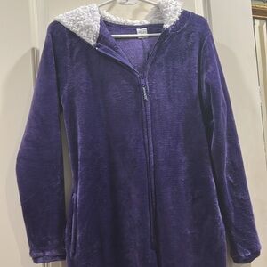 Cherokee ZipUp Fleece Onesie hooded OnePiece Jumpsuit pajama long sleeve size S